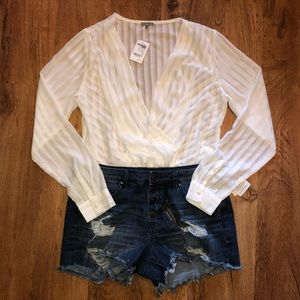 Charlotte Russe Sheer Low-Cut Body Suit